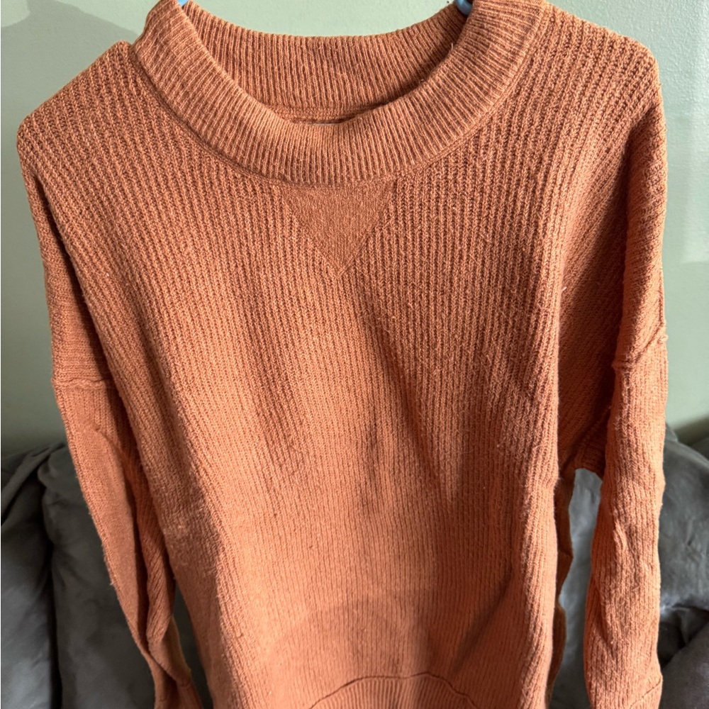 Aerie Women's Cowl Neck Sweater in Warm Orange